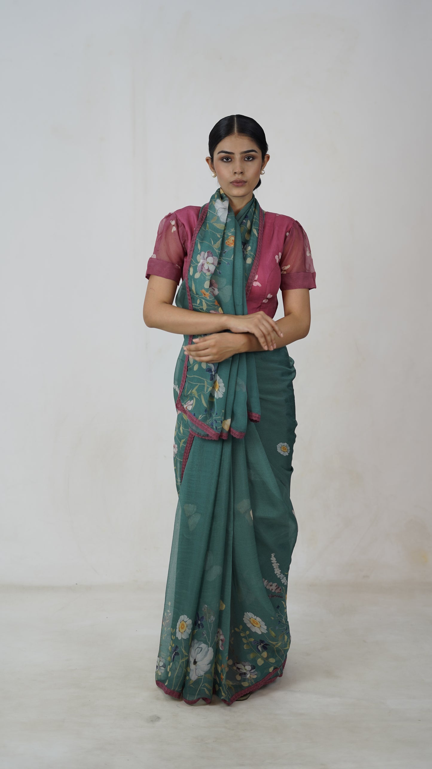 Meher - The Ocean Blue Organza Saree