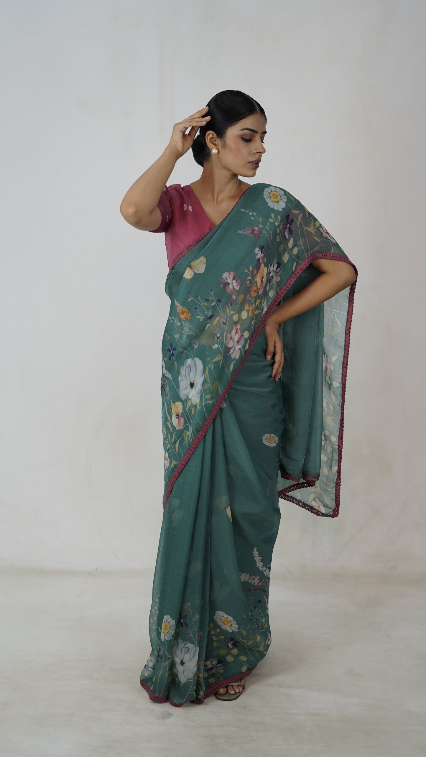 Meher - The Ocean Blue Organza Saree