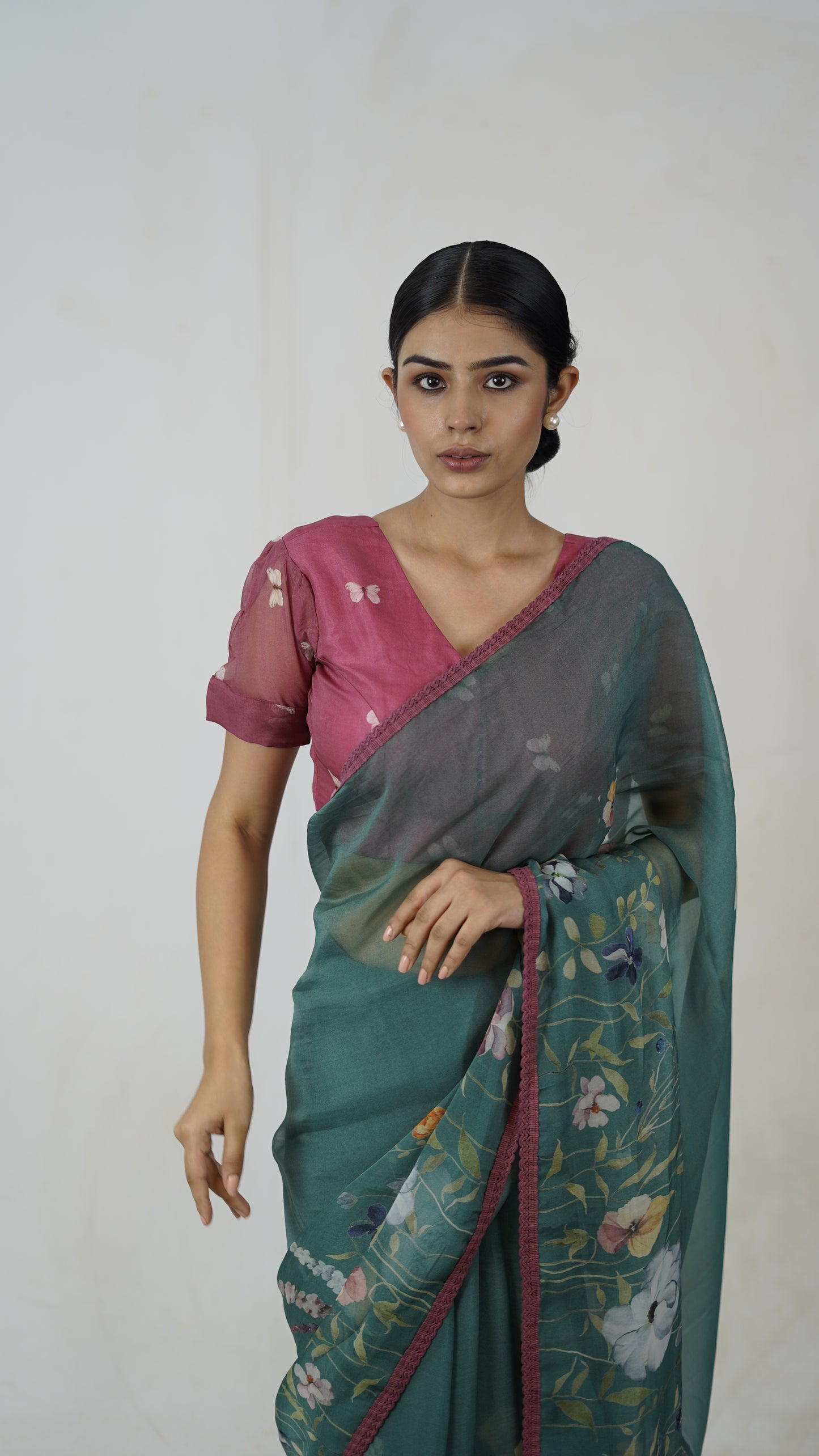 Meher - The Ocean Blue Organza Saree