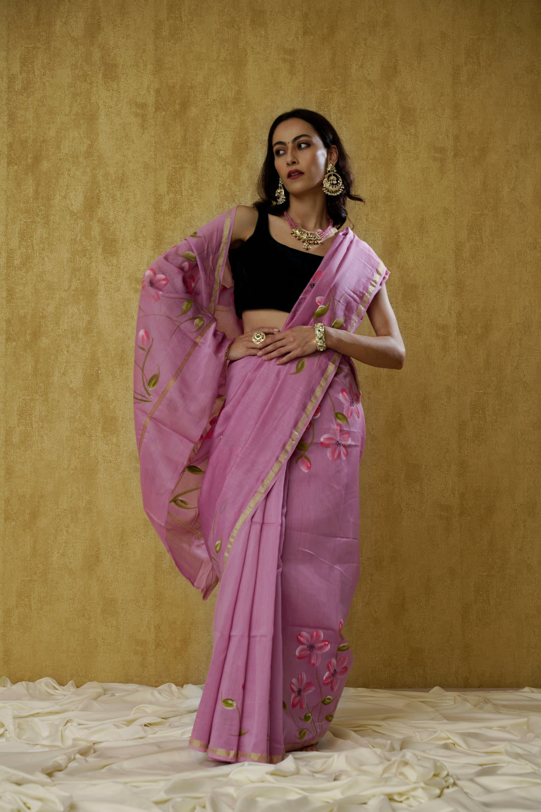 Noor-The Lavender Handpainted Chanderi Saree