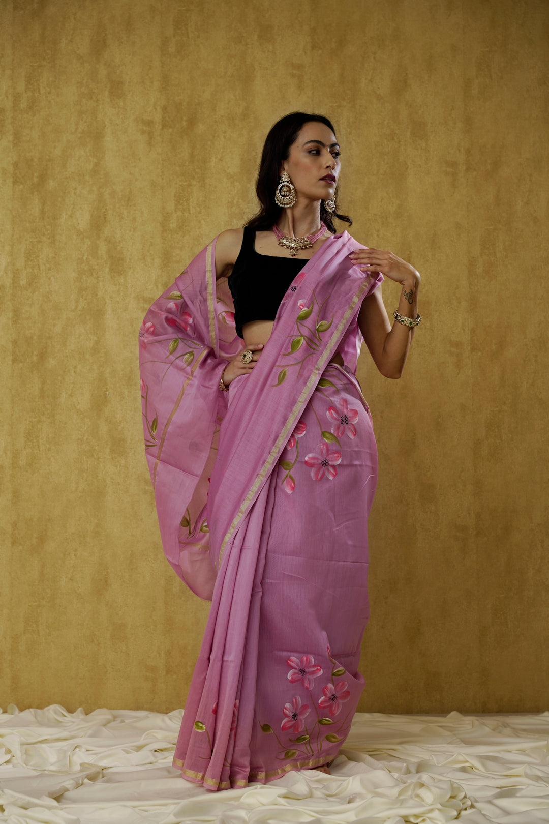 Noor-The Lavender Handpainted Chanderi Saree