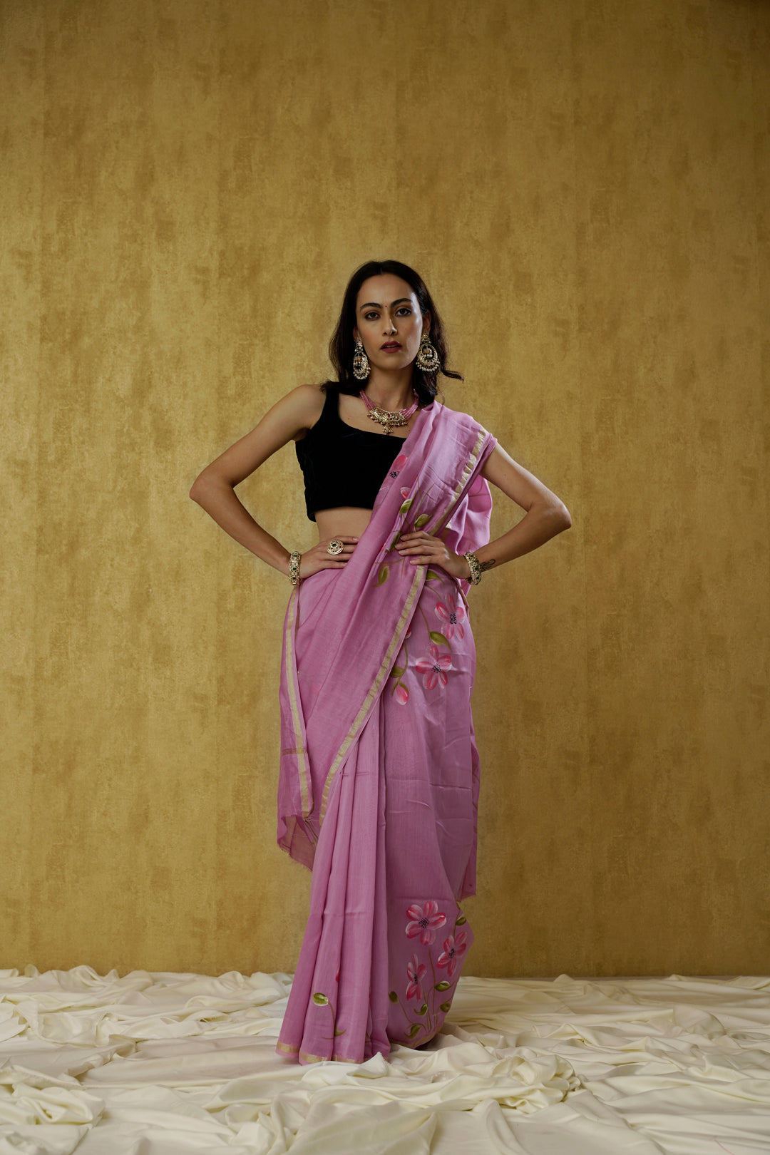 Noor-The Lavender Handpainted Chanderi Saree