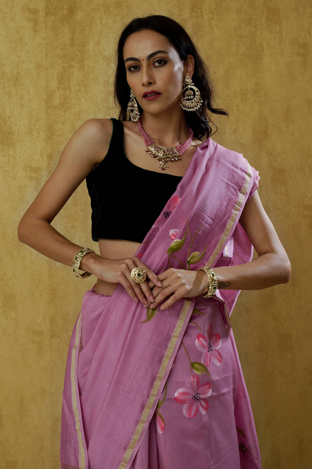 Noor-The Lavender Handpainted Chanderi Saree