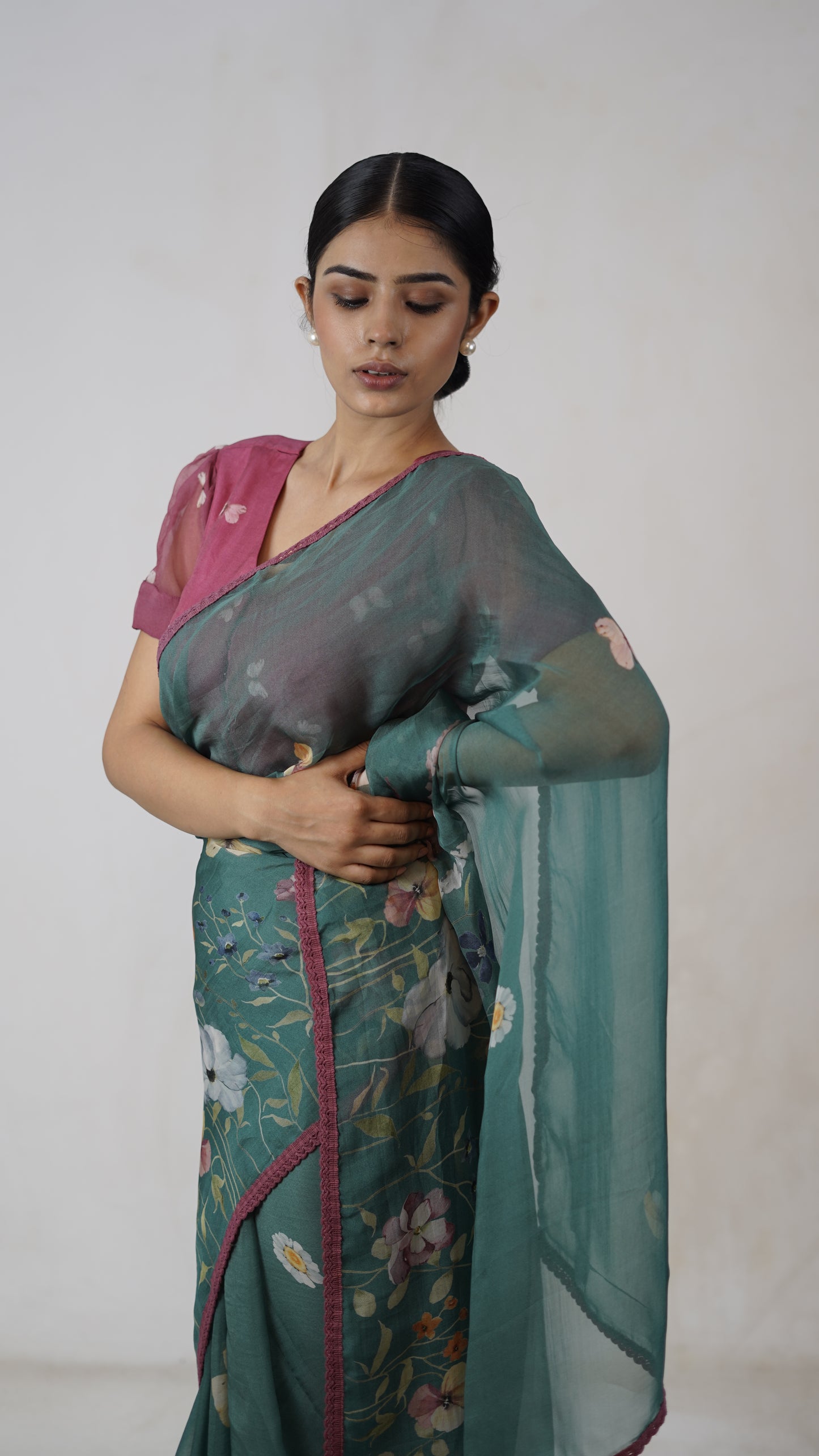 Meher - The Ocean Blue Organza Saree