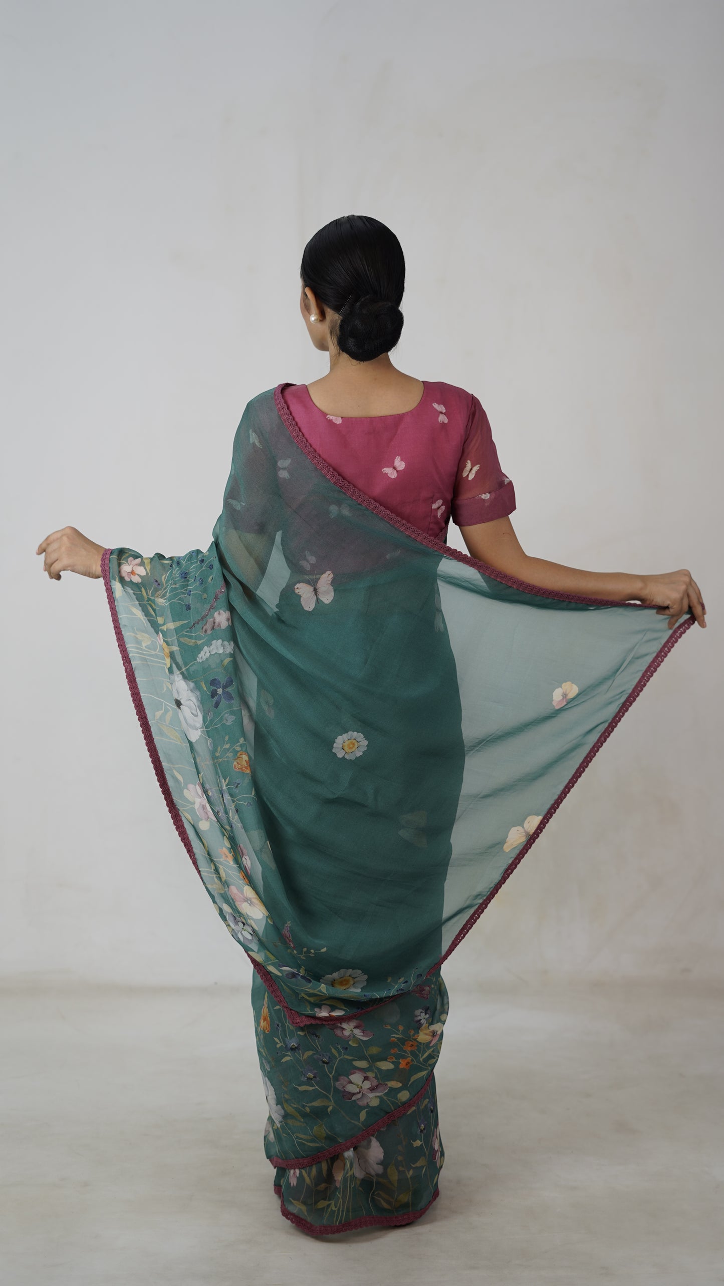 Meher - The Ocean Blue Organza Saree