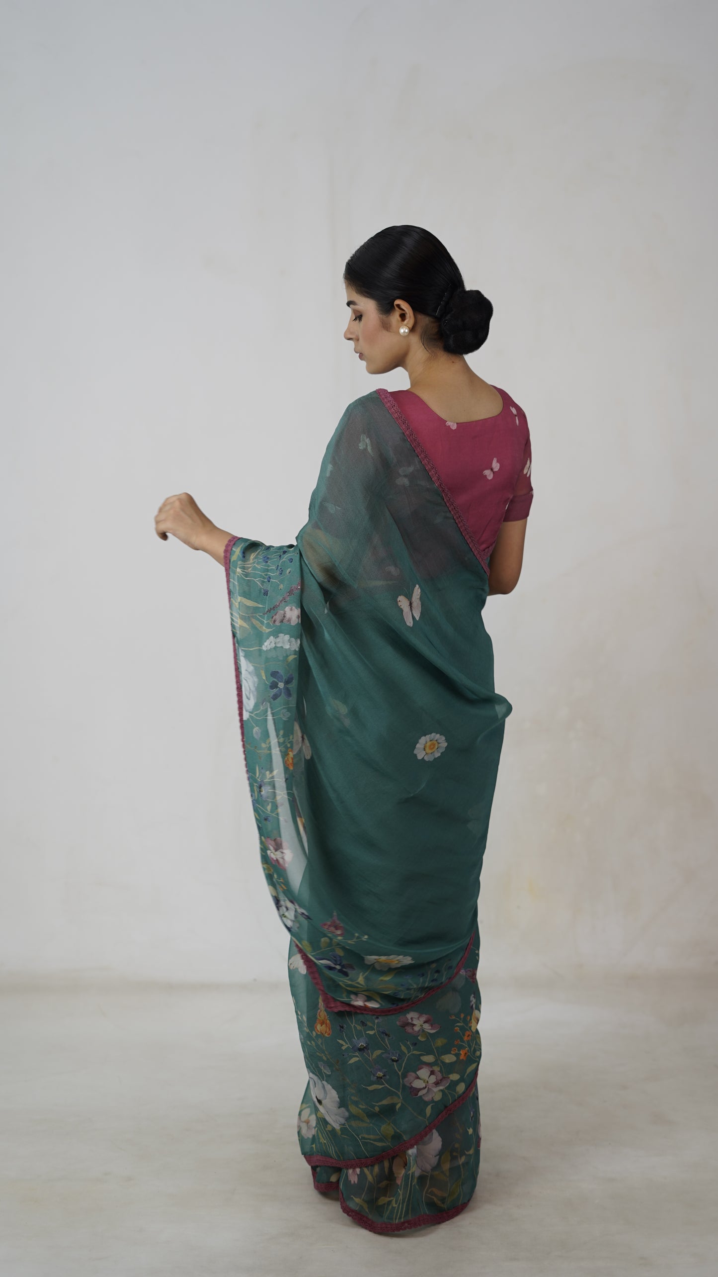 Meher - The Ocean Blue Organza Saree