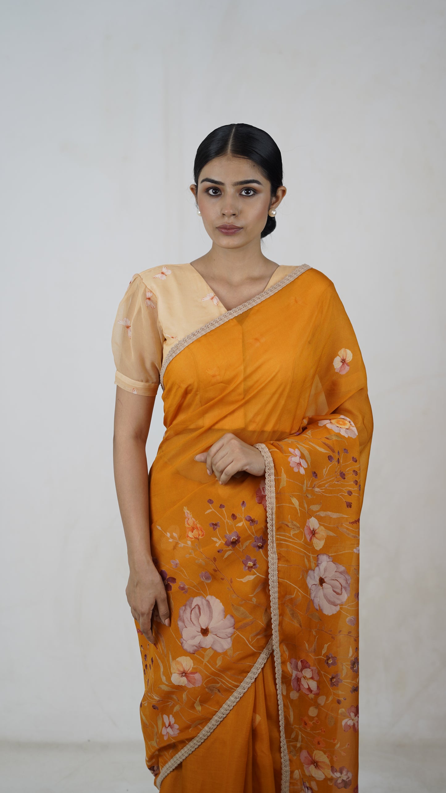 Reha- The Mustard Organza Saree