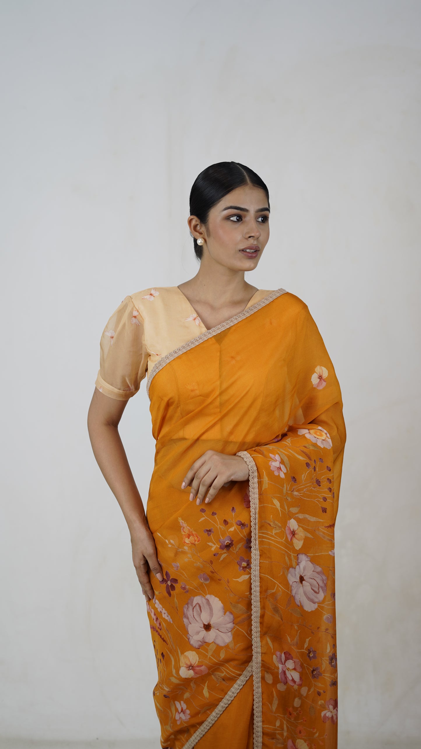 Reha- The Mustard Organza Saree