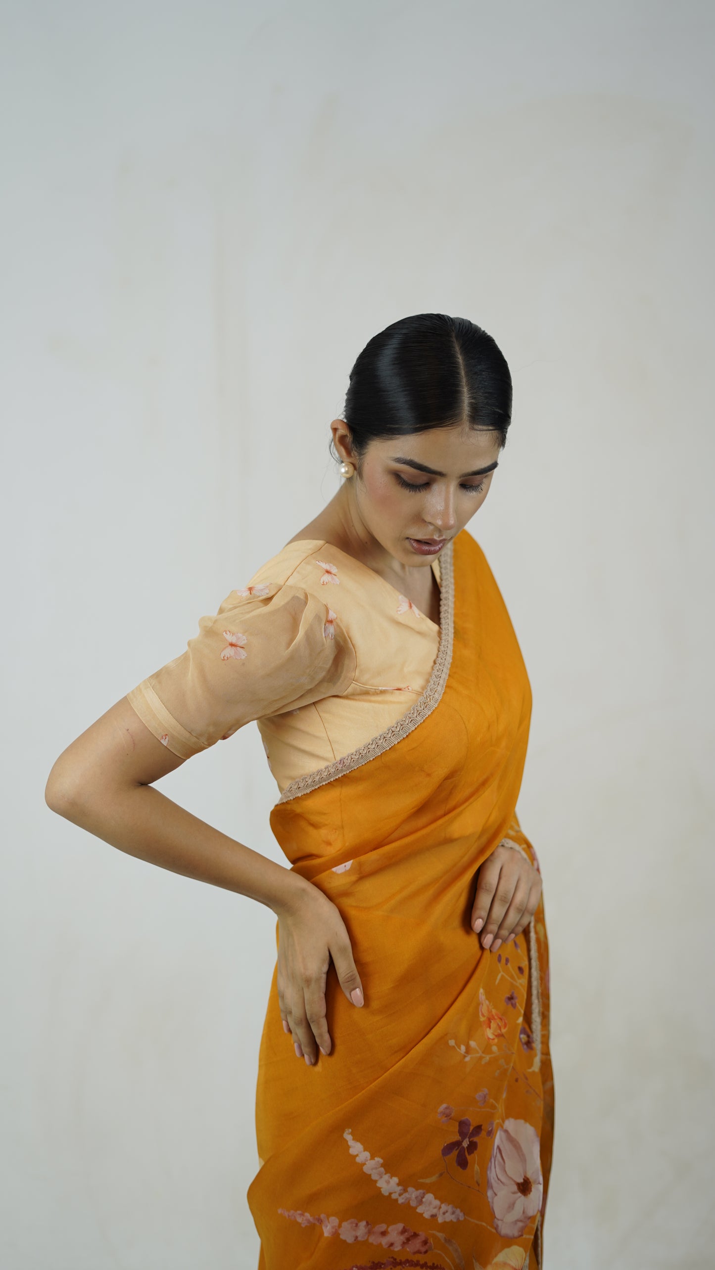 Reha- The Mustard Organza Saree