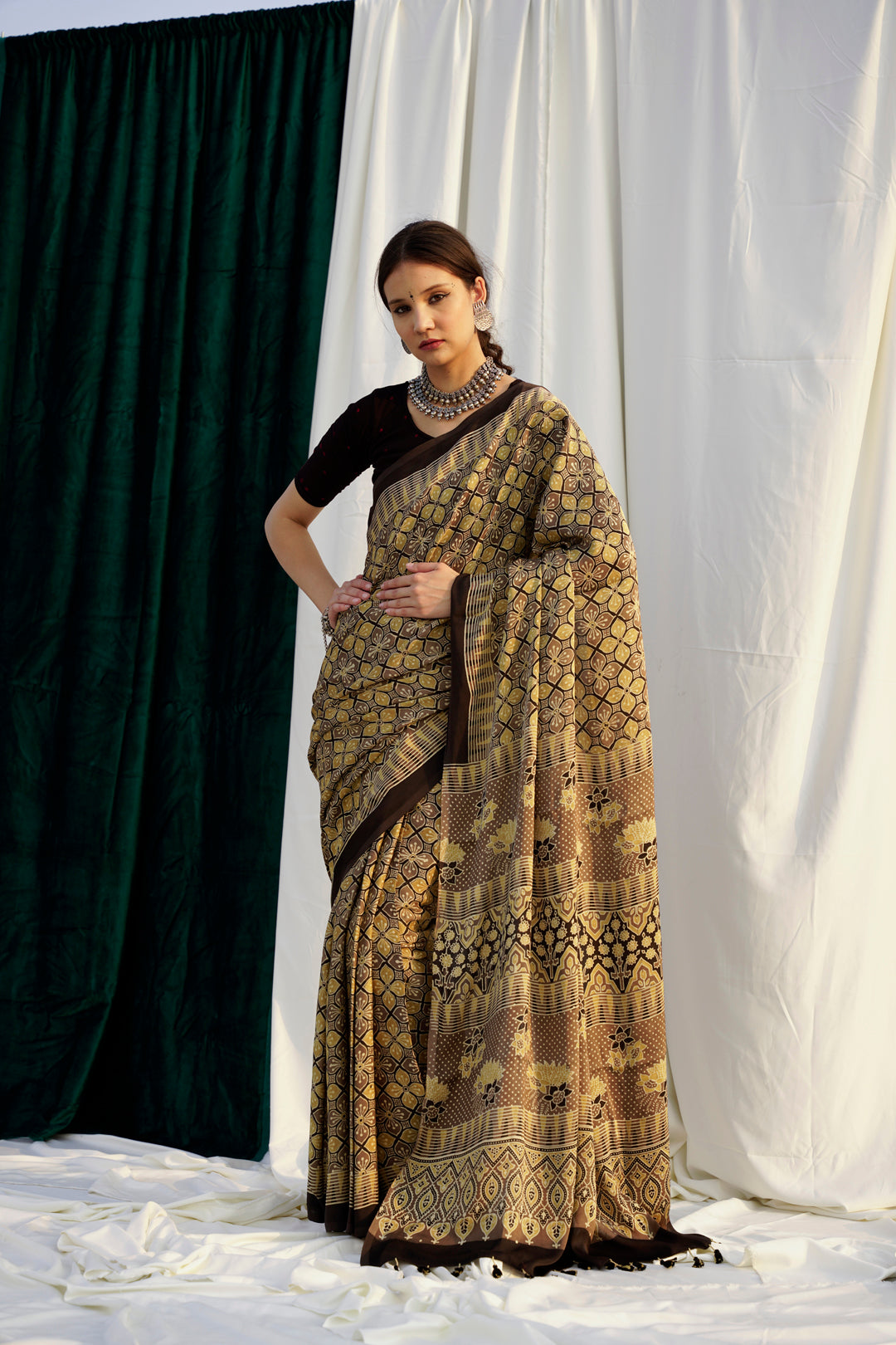 Iqra- The Cream Modal Silk Saree