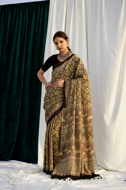 Iqra- The Cream Modal Silk Saree