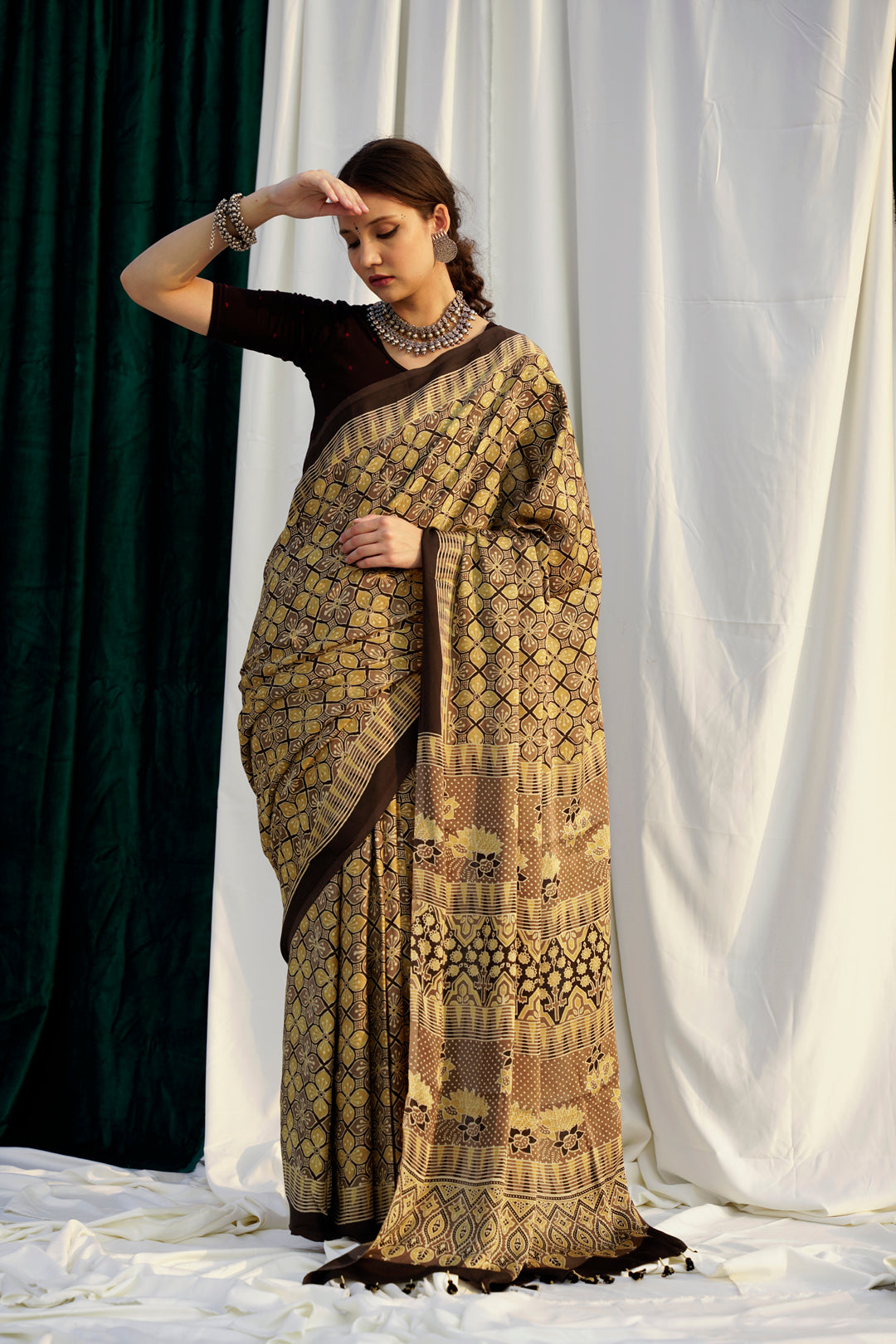 Iqra- The Cream Modal Silk Saree