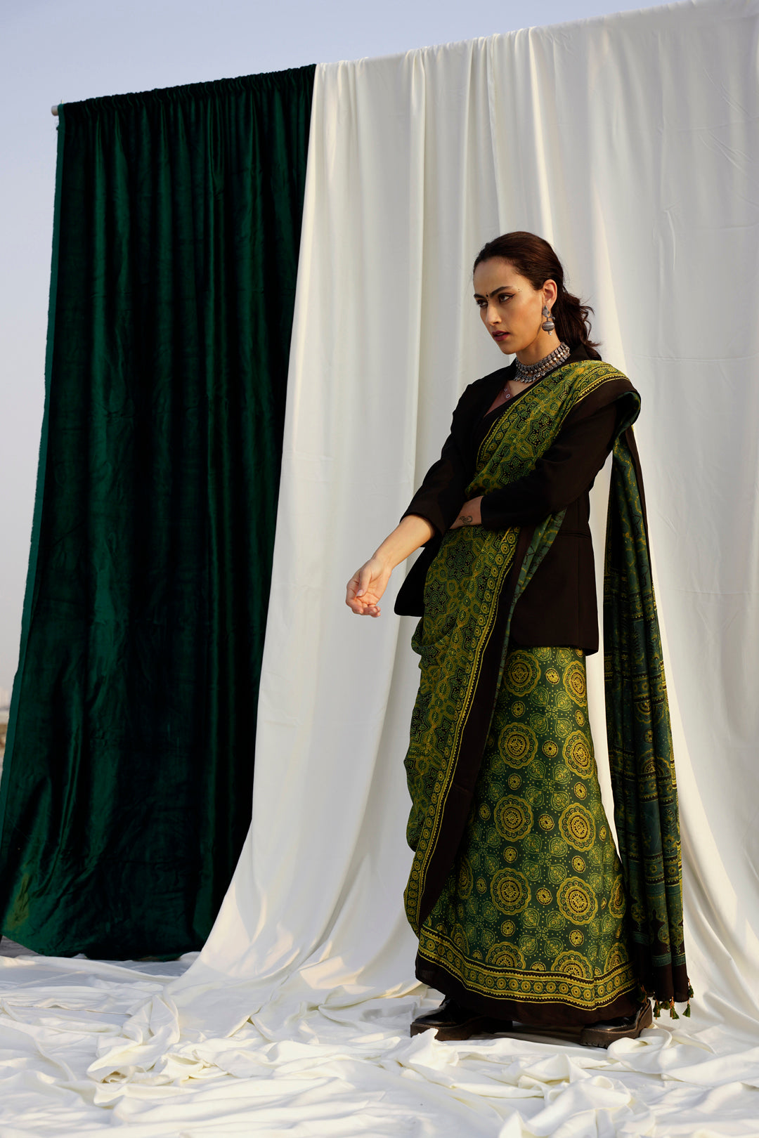 Gulzaar- The Green Modal Silk Saree