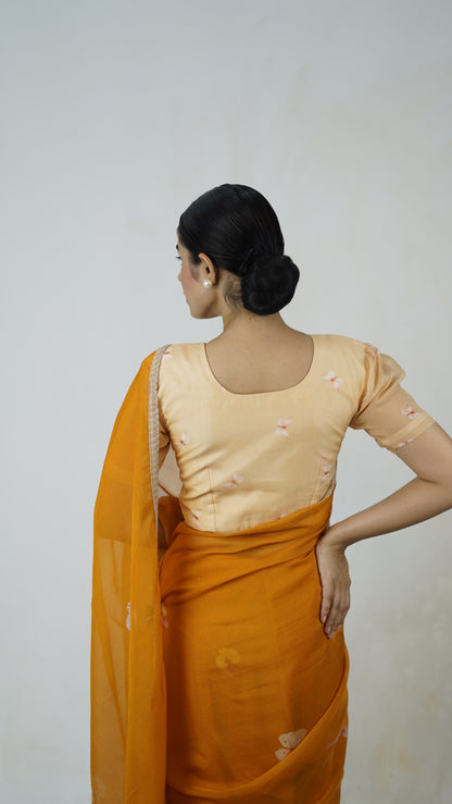 Reha- The Mustard Organza Saree