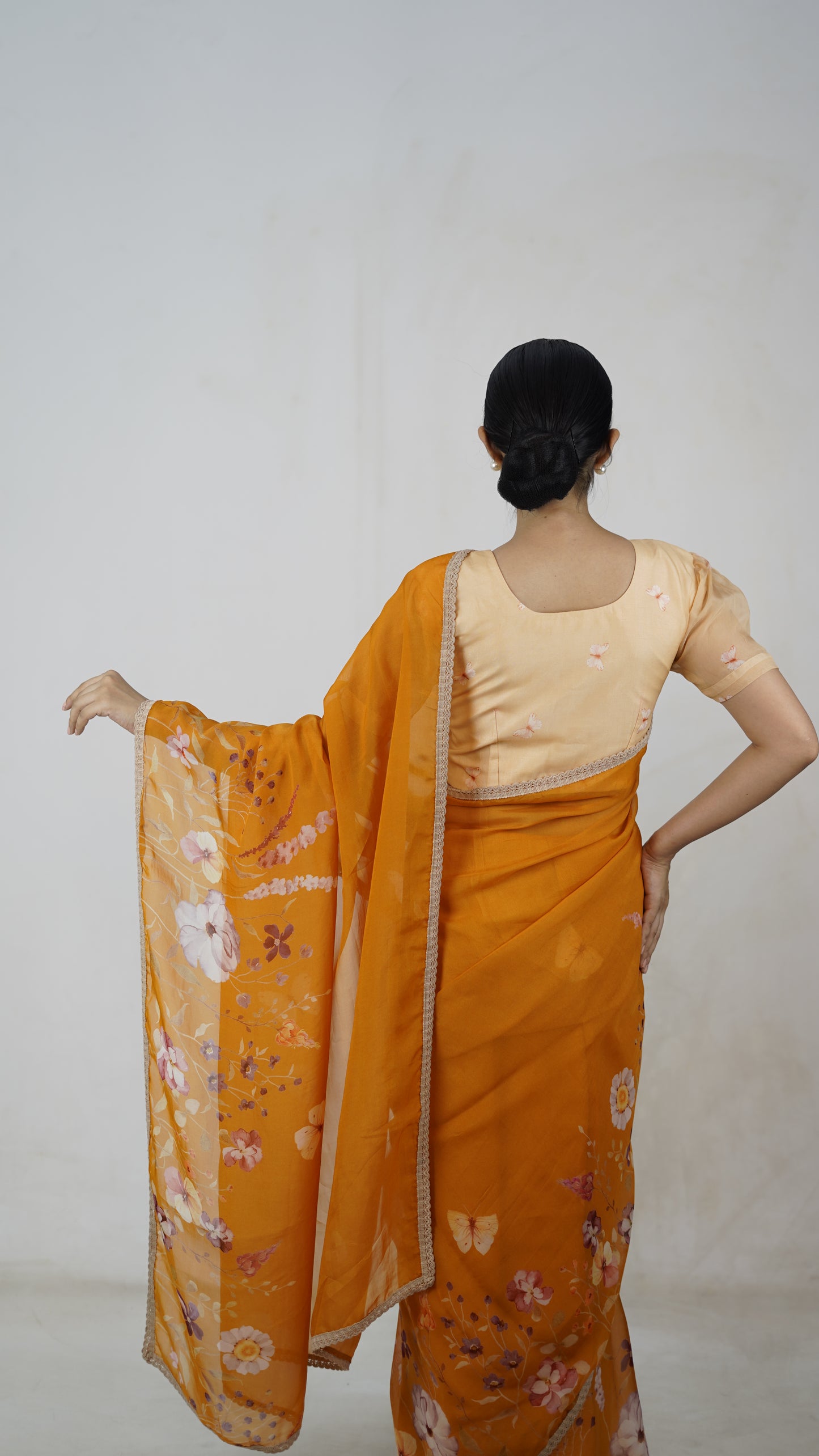 Reha- The Mustard Organza Saree