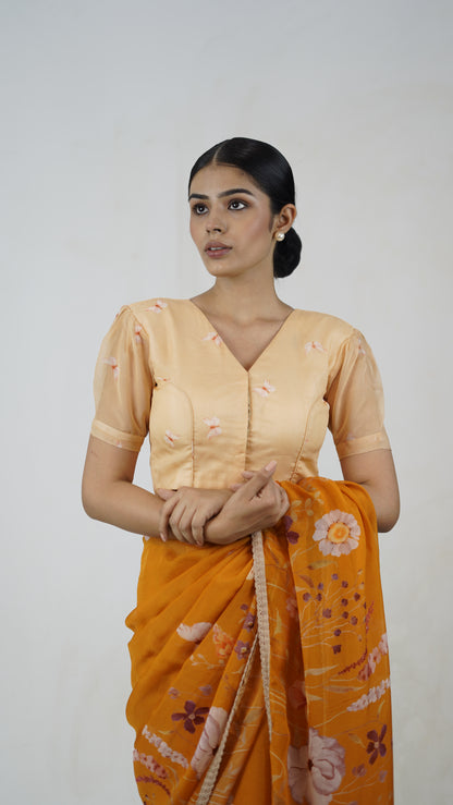 Reha- The Mustard Organza Saree