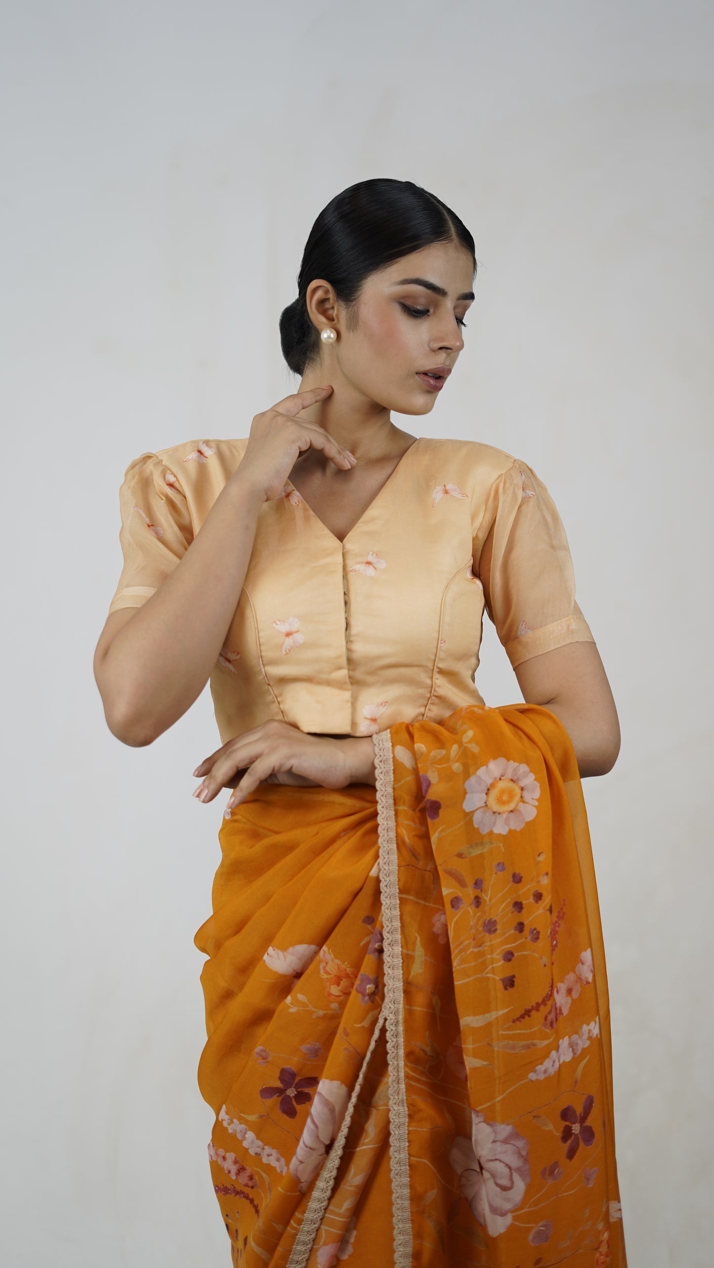 Reha- The Mustard Organza Saree