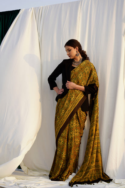 Zebaish- The Yellow Modal Silk Saree