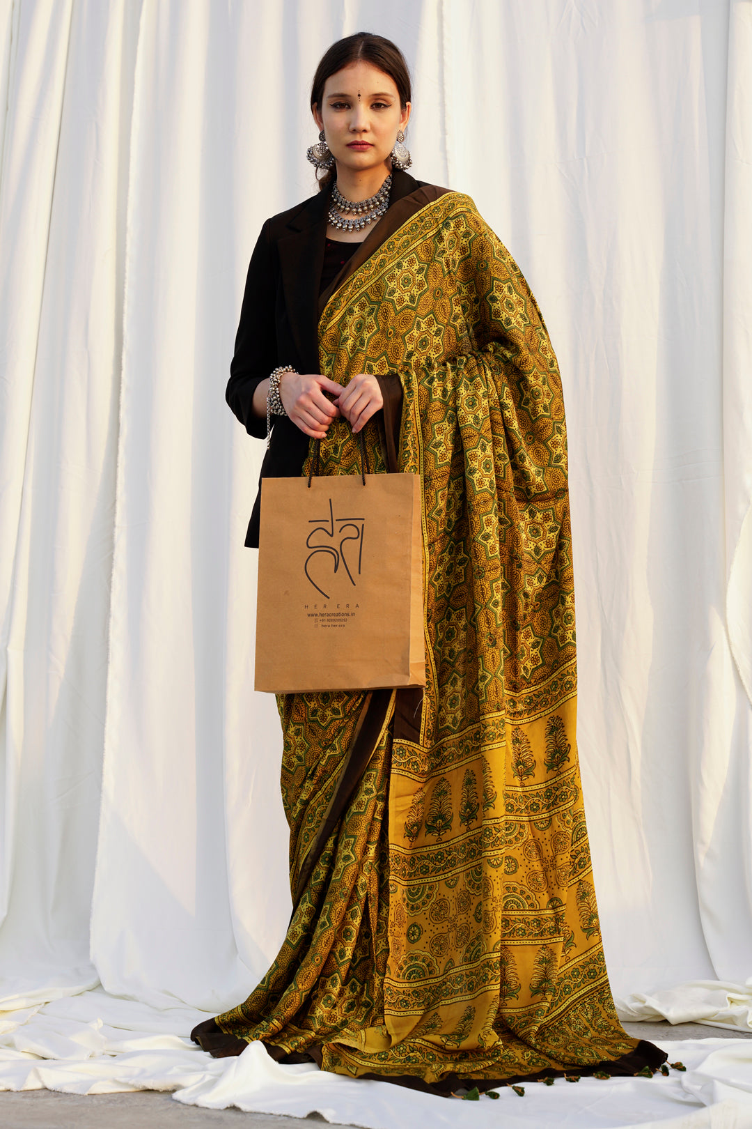 Zebaish- The Yellow Modal Silk Saree