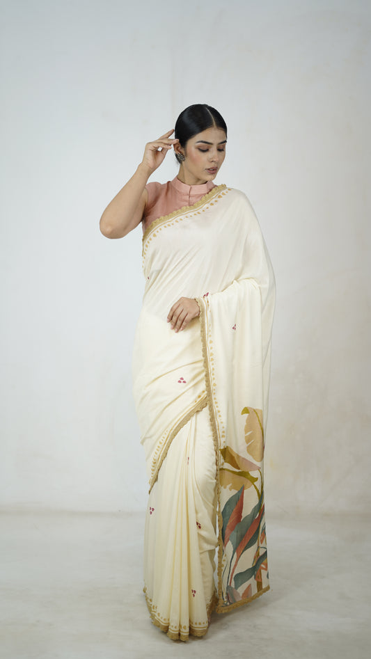 Dhvani - The Off white Muslin Saree