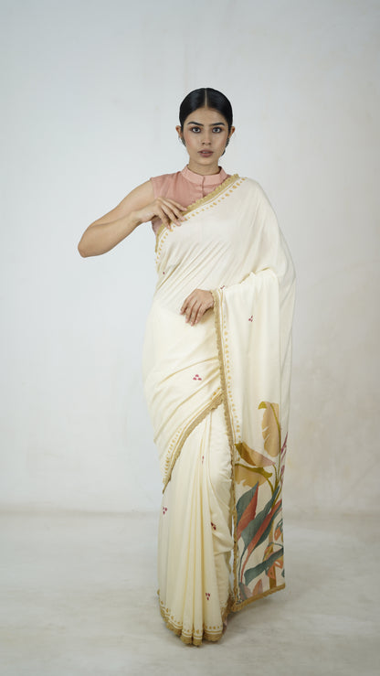 Dhvani - The Off white Muslin Saree