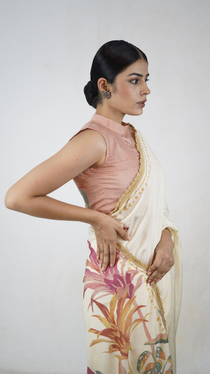 Dhvani - The Off white Muslin Saree