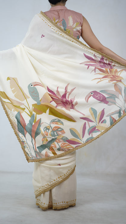 Dhvani - The Off white Muslin Saree