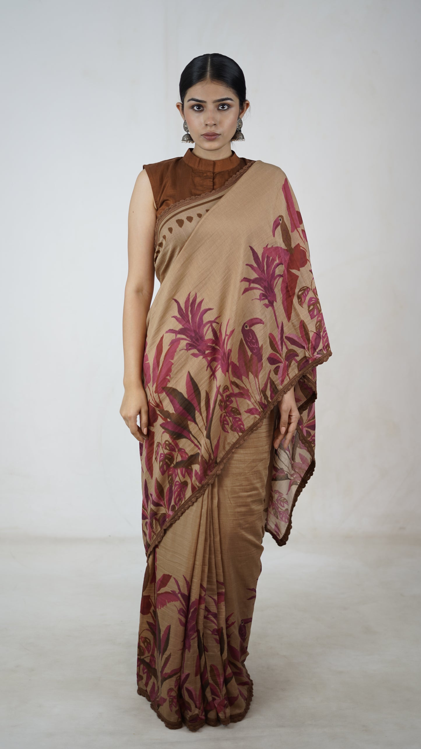 Gayatri- The Camel Brown Cotton Saree