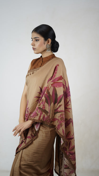 Gayatri- The Camel Brown Cotton Saree