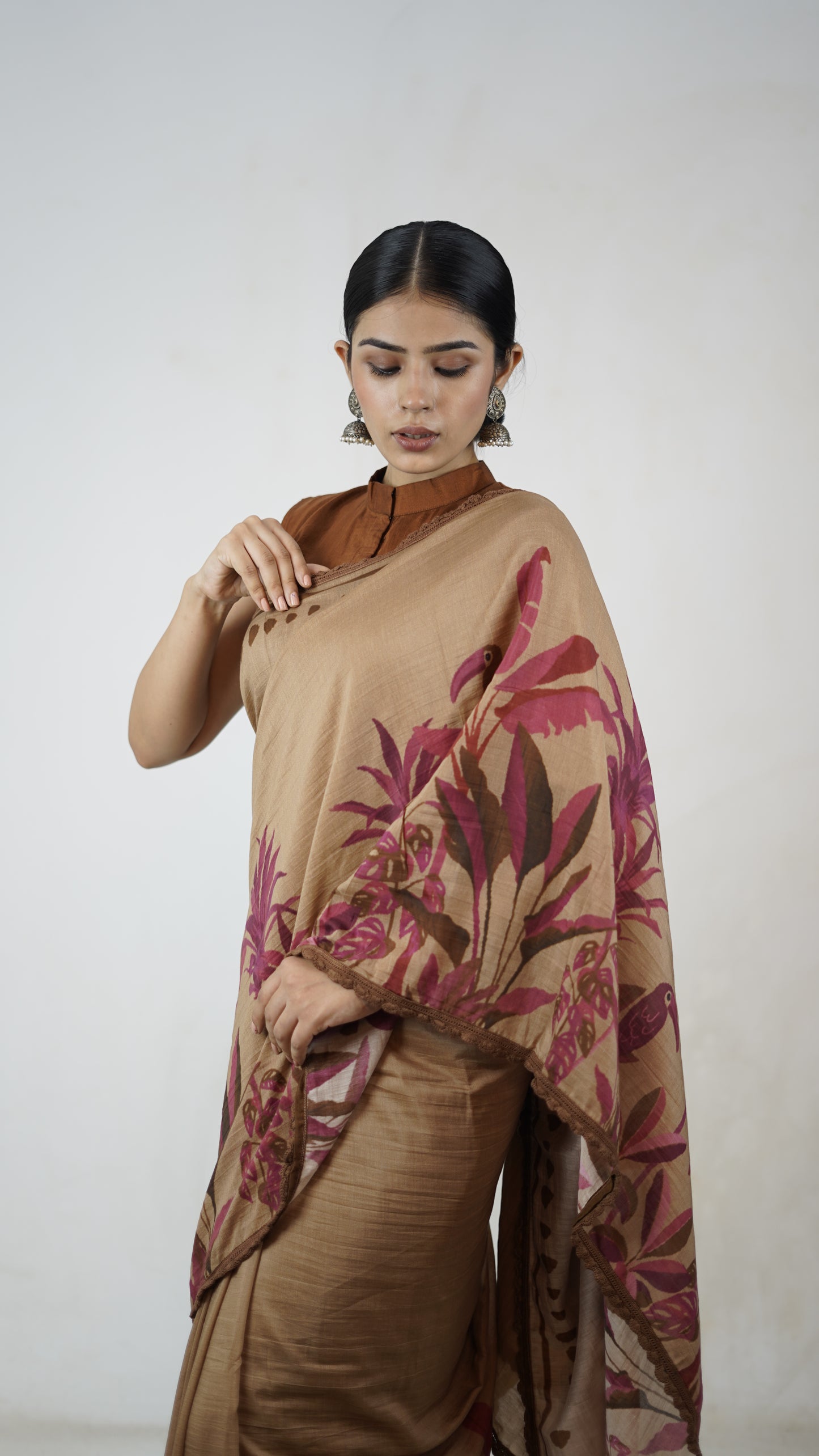 Gayatri- The Camel Brown Cotton Saree