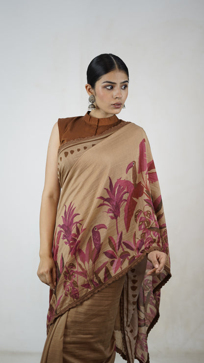 Gayatri- The Camel Brown Cotton Saree