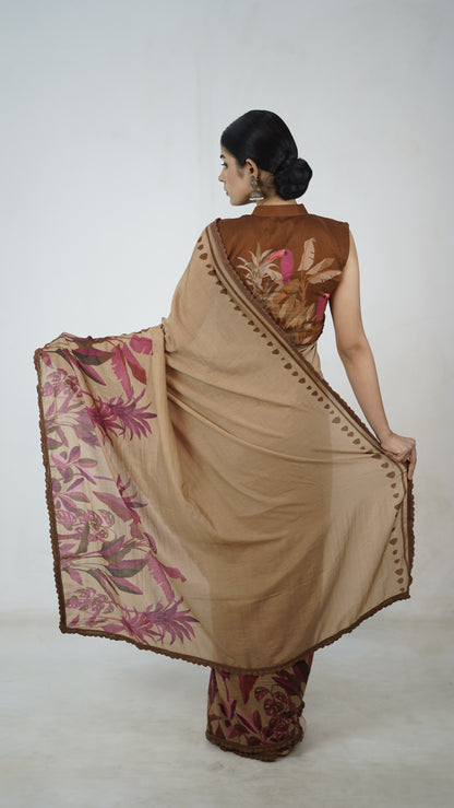 Gayatri- The Camel Brown Cotton Saree