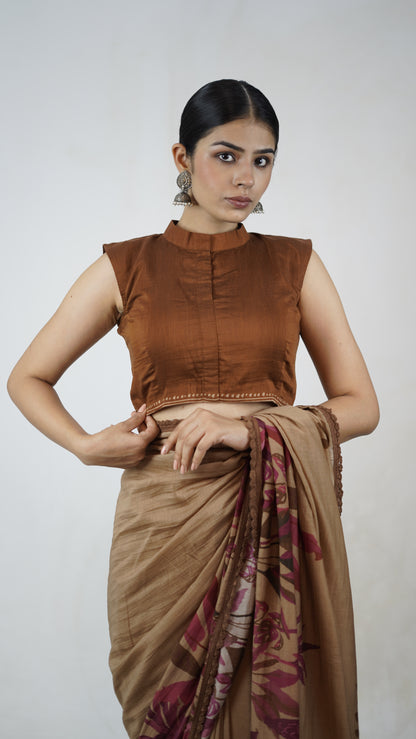 Gayatri- The Camel Brown Cotton Saree