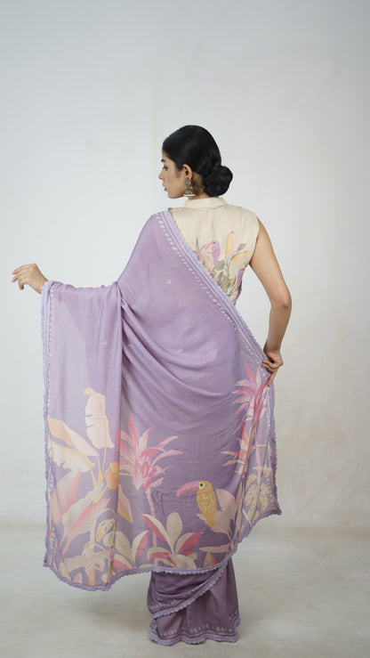 Amrita -The Mauve Muslin Saree