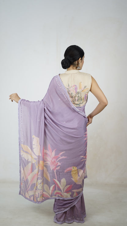 Amrita -The Mauve Muslin Saree