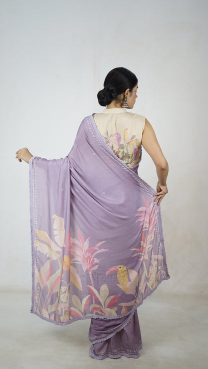 Amrita -The Mauve Muslin Saree