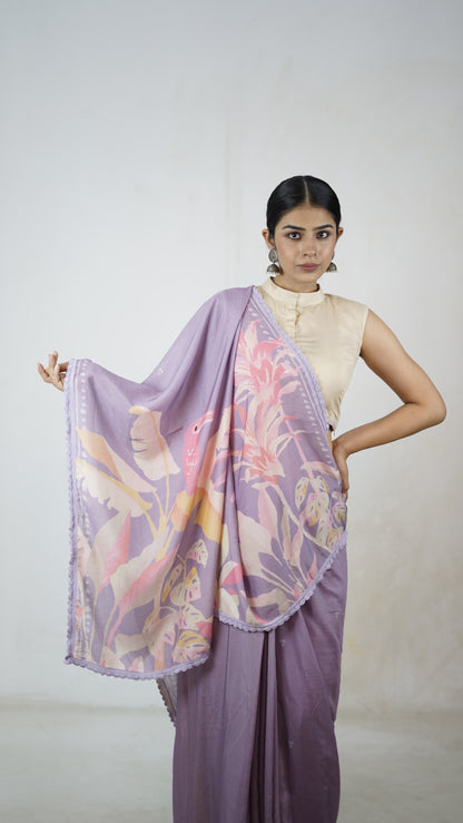 Amrita -The Mauve Muslin Saree