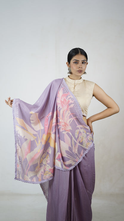 Amrita -The Mauve Muslin Saree