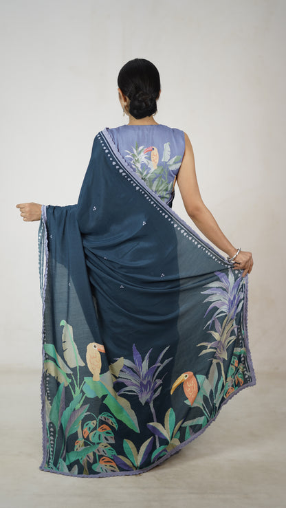 Devika - The Charcoal Muslin Saree