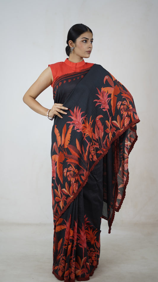 Hemangi- The Black Cotton Saree