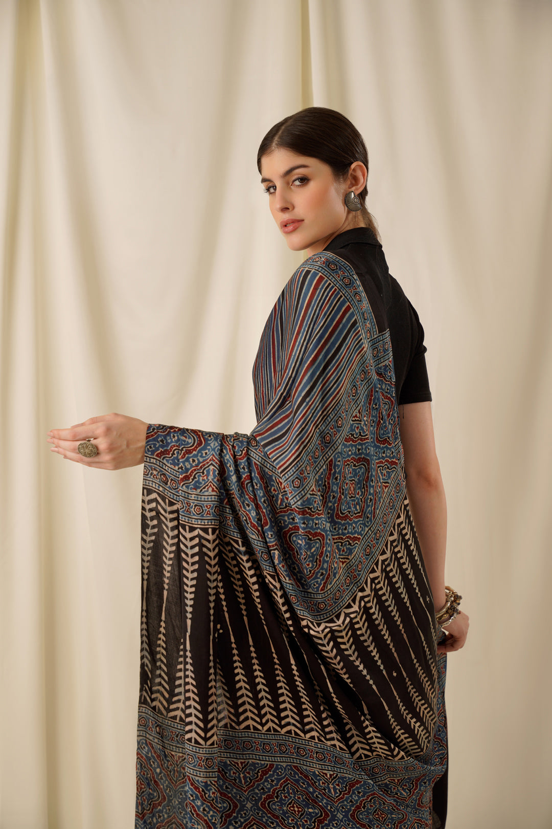 Shabnam- The Blue And Red Modal Silk Saree