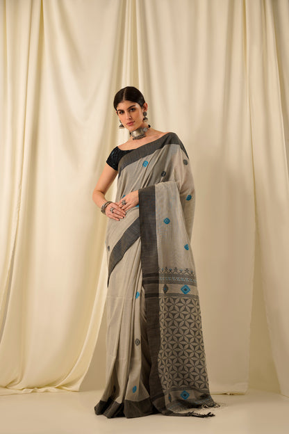 Aabha- The Grey Cotton Saree