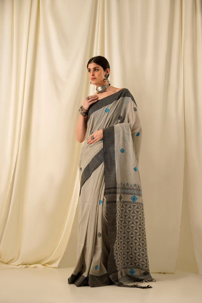 Aabha- The Grey Cotton Saree