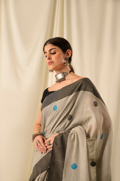 Aabha- The Grey Cotton Saree