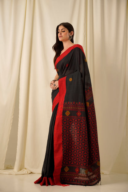 Saumyata- The Black Cotton Saree