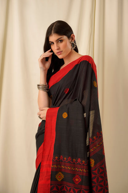 Saumyata- The Black Cotton Saree