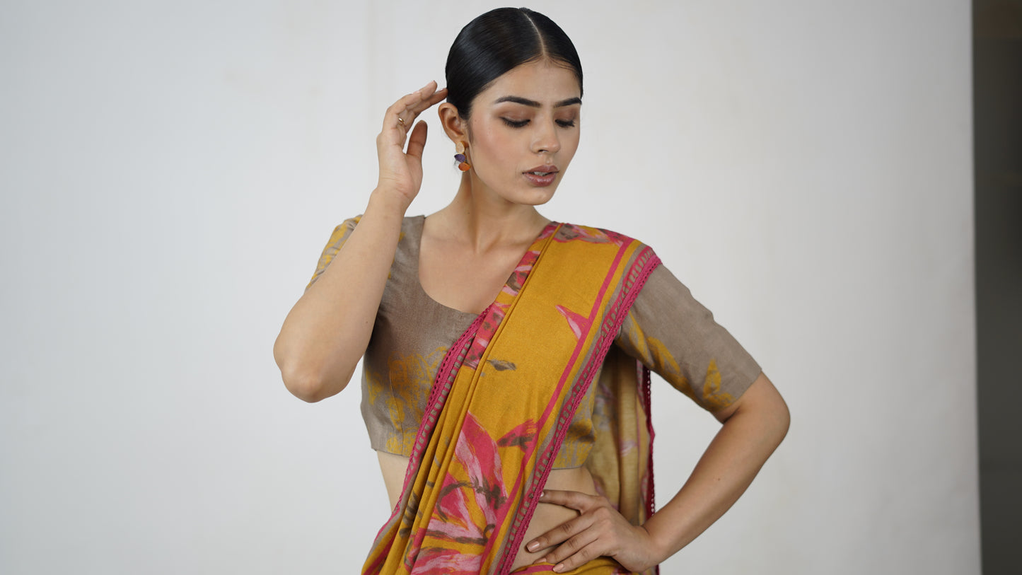 Padma - The Mustard Muslin Saree