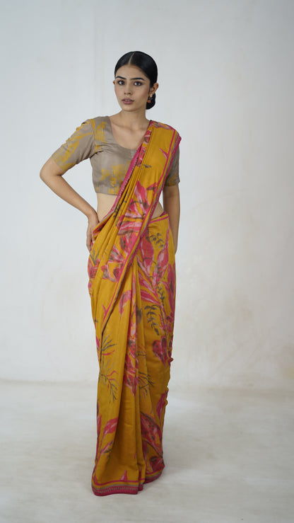 Padma - The Mustard Muslin Saree