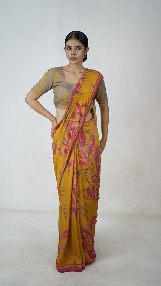 Padma - The Mustard Muslin Saree