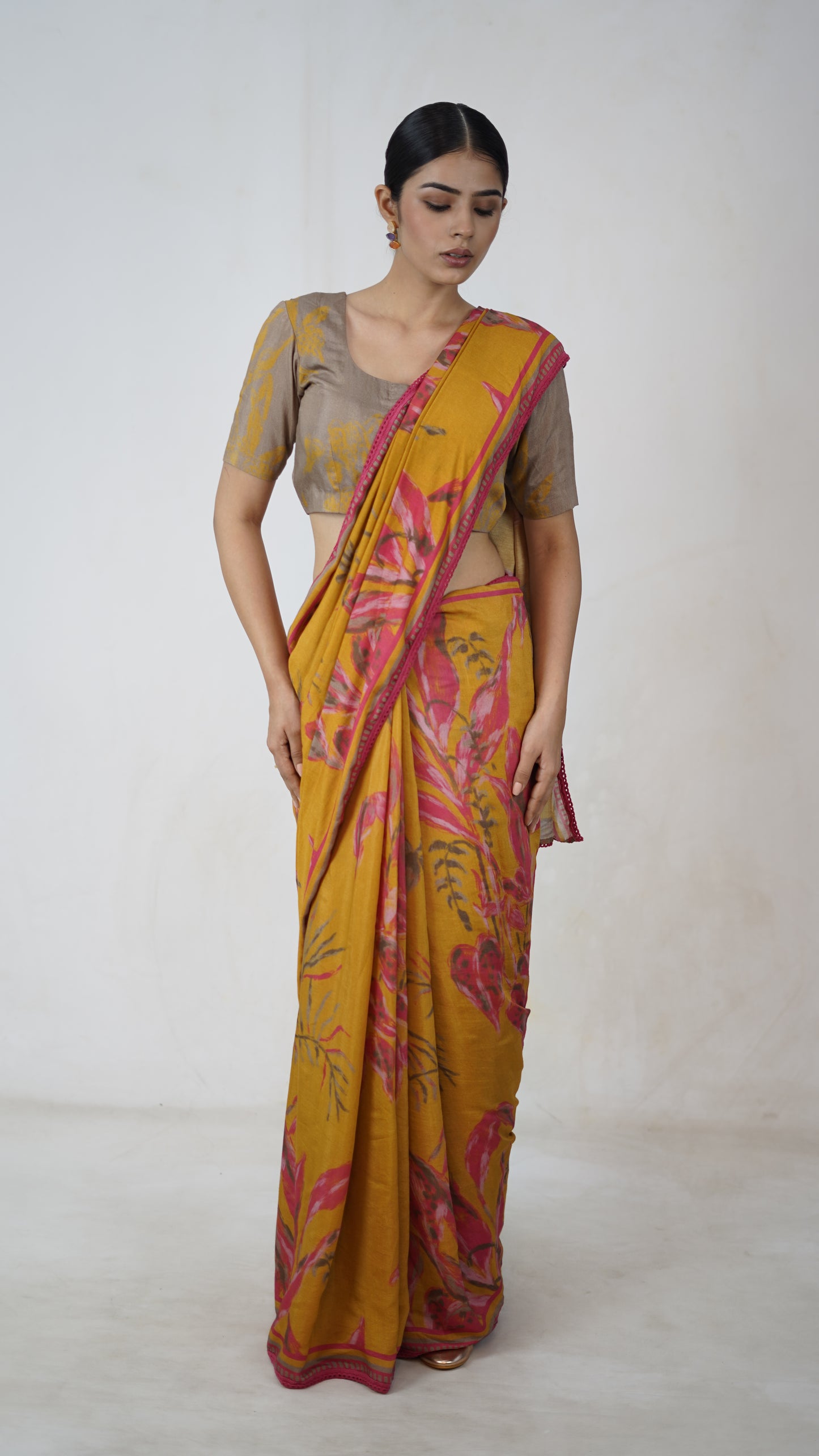 Padma - The Mustard Muslin Saree